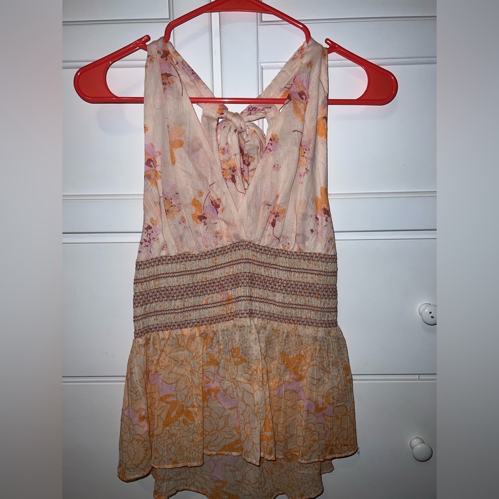 Free People Floral Halter Tank
